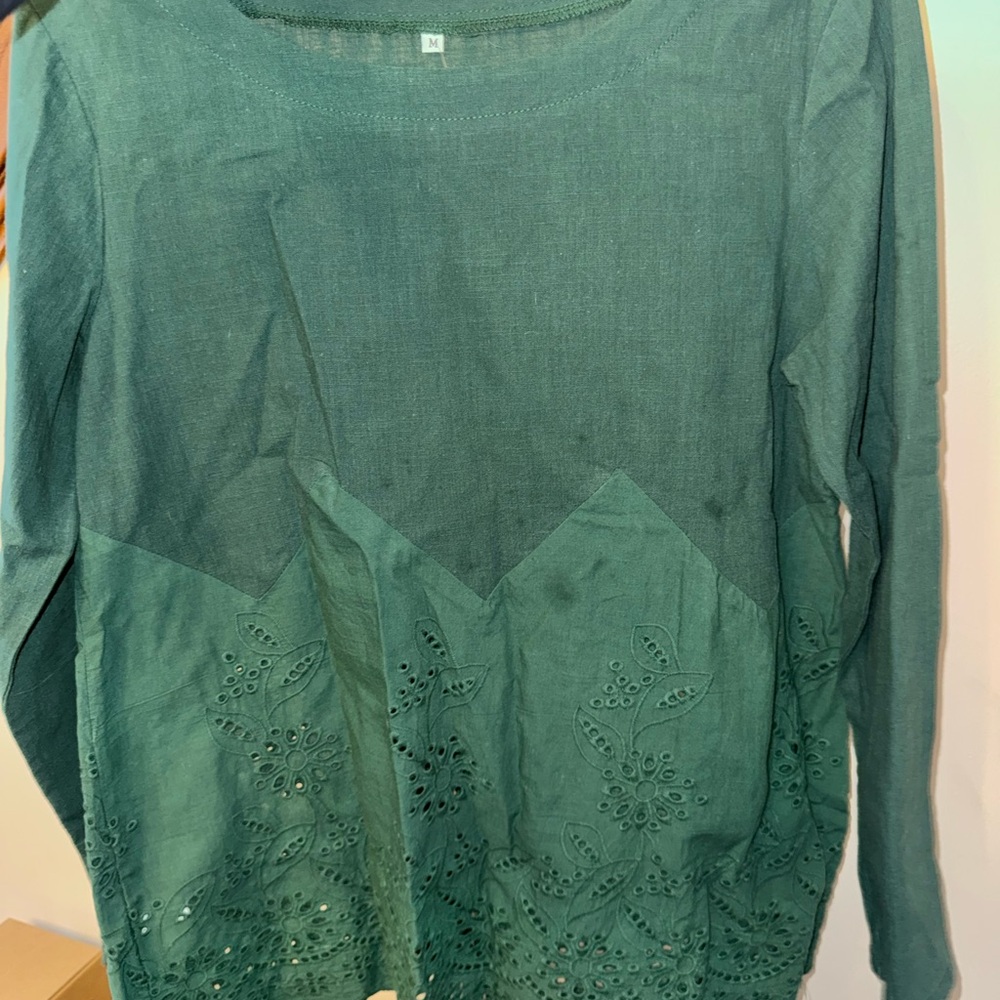Green Embroidered Women's Blouse